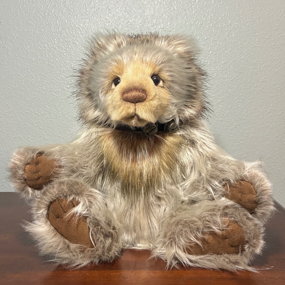 Charlie Bears Collectible Plush Teddy Bear Grey Tan Shaggy Bumble Bee 2018 15in